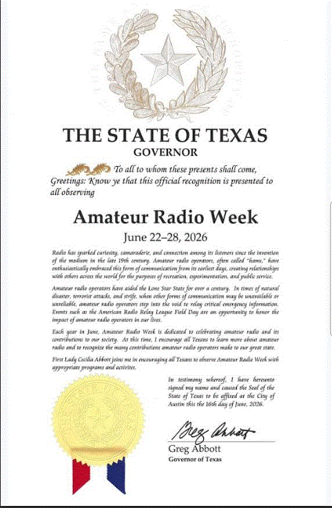 Amateur Radio Week Proclamation